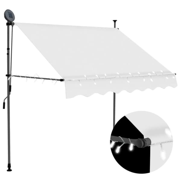 vidaXL markise m. LED-lys manuel betjening 150 cm cremefarvet