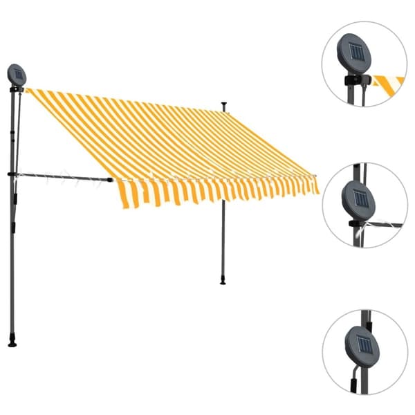 vidaXL Sisäänkelattava markiisi LED-valoilla 300 cm valkoinen/oranssi