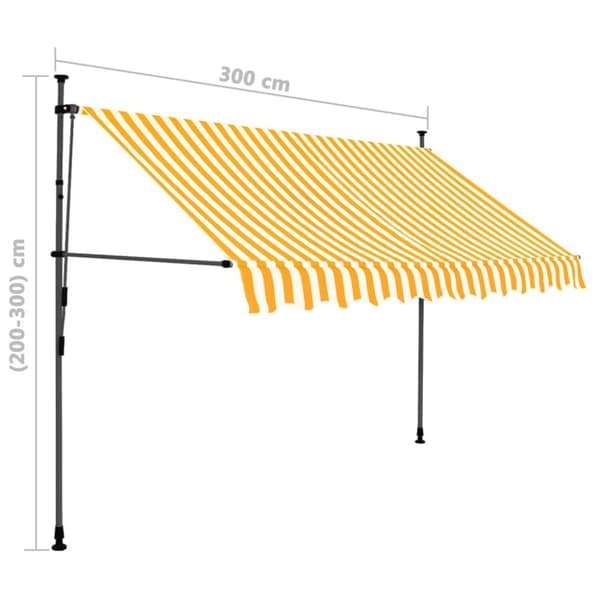 vidaXL Sisäänkelattava markiisi LED-valoilla 300 cm valkoinen/oranssi