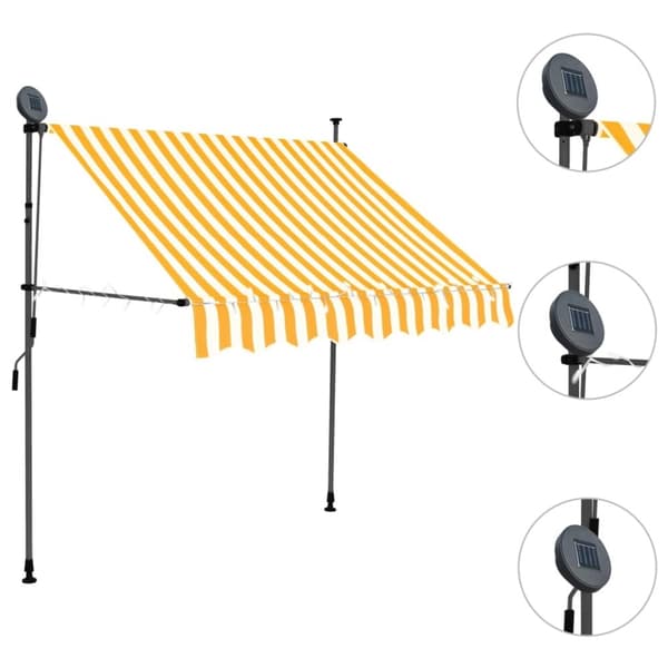 vidaXL Sisäänkelattava markiisi LED-valoilla 100 cm valkoinen/oranssi