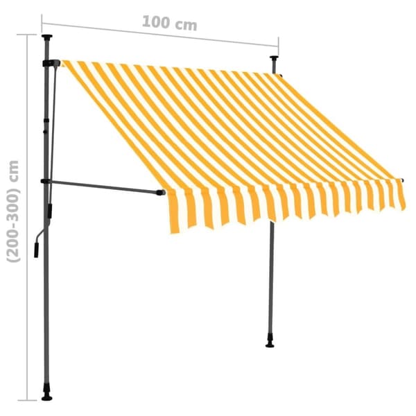 vidaXL Sisäänkelattava markiisi LED-valoilla 100 cm valkoinen/oranssi