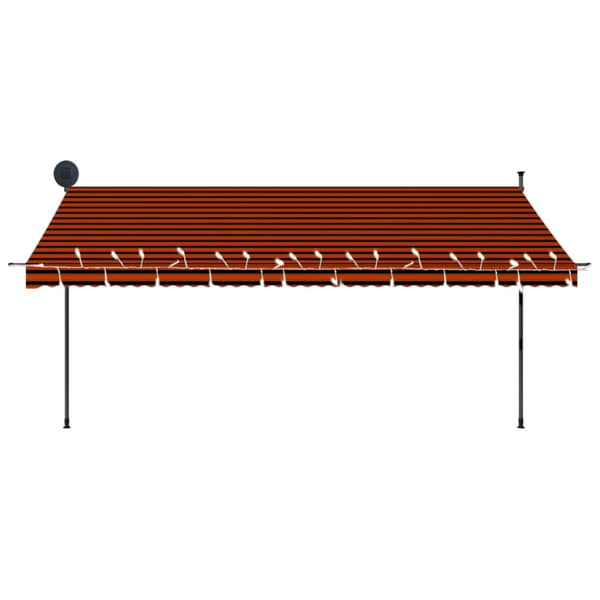 vidaXL Sisäänkelattava markiisi LED-valoilla 400 cm oranssi ja ruskea