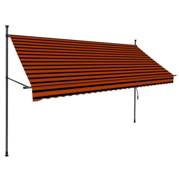 vidaXL Markis manuellt infällbar med LED 300 cm orange och brun