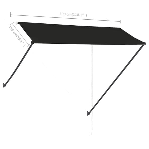 vidaXL Uttrekkbar markise med LED 300x150 cm antrasitt