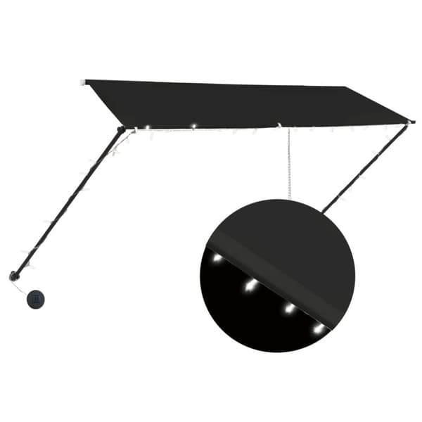 vidaXL Uttrekkbar markise med LED 300x150 cm antrasitt