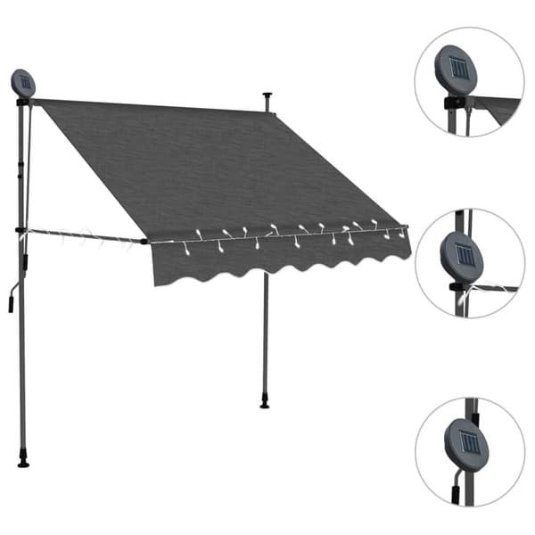 vidaXL Sisäänkelattava markiisi LED-valoilla 100 cm antrasiitti