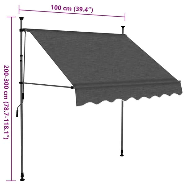 vidaXL Sisäänkelattava markiisi LED-valoilla 100 cm antrasiitti