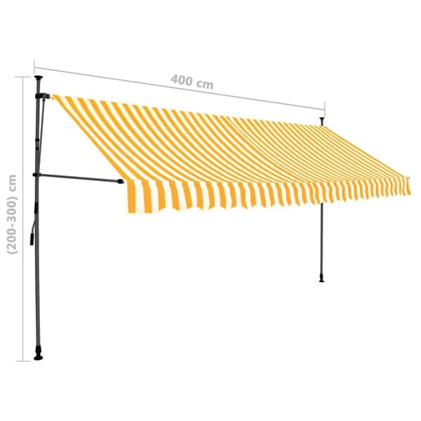 vidaXL Markis manuellt infällbar med LED 400 cm vit och orange