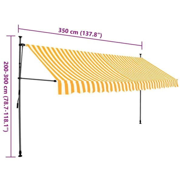 vidaXL Manuell uttrekkbar markise med LED 350 cm hvit og oransje