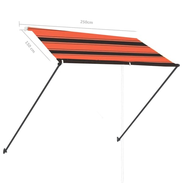 vidaXL Sisäänkelattava markiisi LEDillä 250x150 cm oranssi ja ruskea