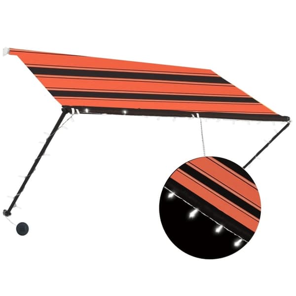 vidaXL Sisäänkelattava markiisi LEDillä 250x150 cm oranssi ja ruskea