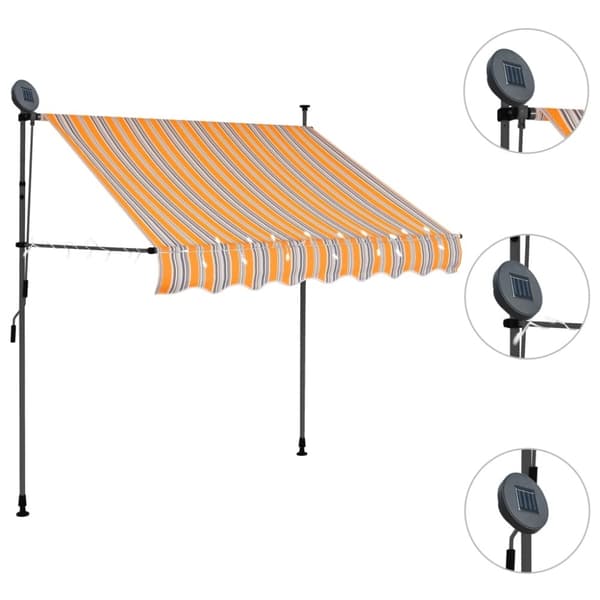 vidaXL Manuell uttrekkbar markise med LED 150 cm gul og blå