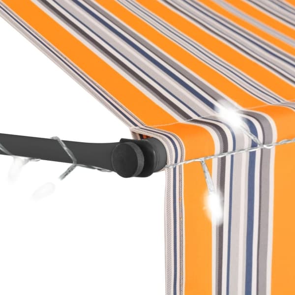 vidaXL Manuell uttrekkbar markise med LED 150 cm gul og blå