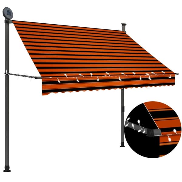 vidaXL Sisäänkelattava markiisi LED-valoilla 200 cm oranssi ja ruskea