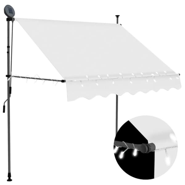 vidaXL Sisäänkelattava markiisi LED-valoilla 200 cm kerma