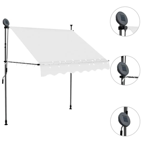 vidaXL Manuell uttrekkbar markise med LED 200 cm kremhvit