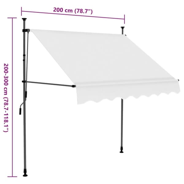 vidaXL Manuell uttrekkbar markise med LED 200 cm kremhvit