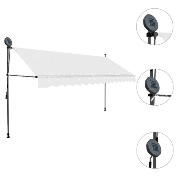 vidaXL Manuell uttrekkbar markise med LED 400 cm kremhvit