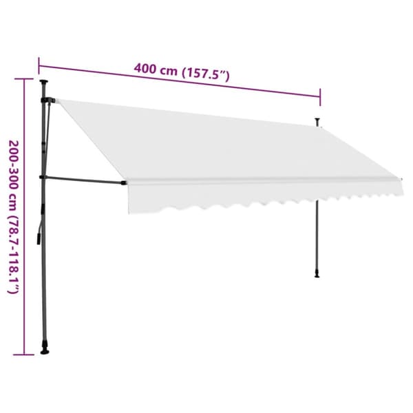 vidaXL Manuell uttrekkbar markise med LED 400 cm kremhvit