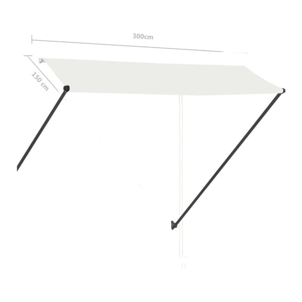 vidaXL Uttrekkbar markise med LED 300x150 cm kremhvit