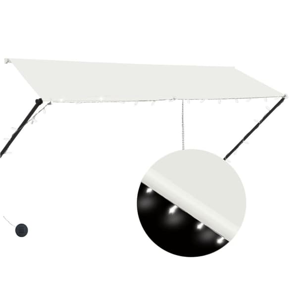 vidaXL Uttrekkbar markise med LED 300x150 cm kremhvit