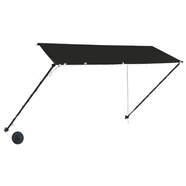 vidaXL Sisäänkelattava markiisi LEDillä 350x150 cm antrasiitti