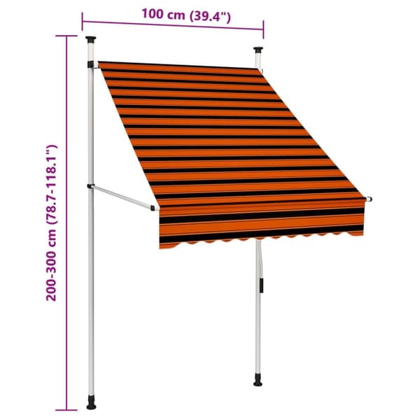 vidaXL Manuell uttrekkbar markise 100 cm oransje og brun