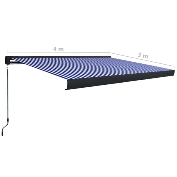 vidaXL Manuell kassettmarkise 400x300 cm blå og hvit