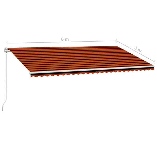 vidaXL Manuell uttrekkbar markise 600x300 cm oransje og brun