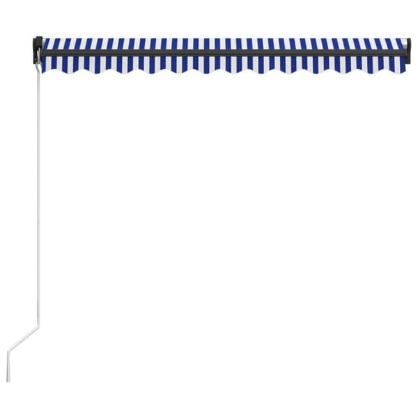 vidaXL Manuaalisesti sisäänkelattava markiisi 350x250 cm sinivalkoinen