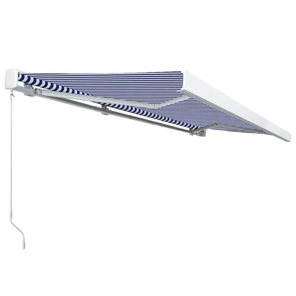 vidaXL Manuaalinen kasettimarkiisi 500x300 cm sininen ja valkoinen