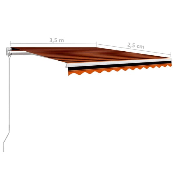 vidaXL foldemarkise med manuel betjening 350 x 250 cm orange og brun