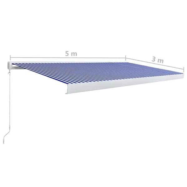 vidaXL Manuell kassettmarkise 500x300 cm blå og hvit