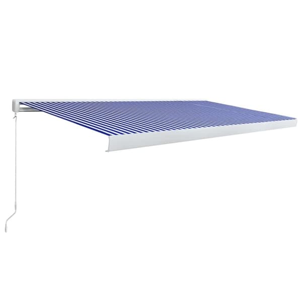 vidaXL Manuell kassettmarkise 500x300 cm blå og hvit