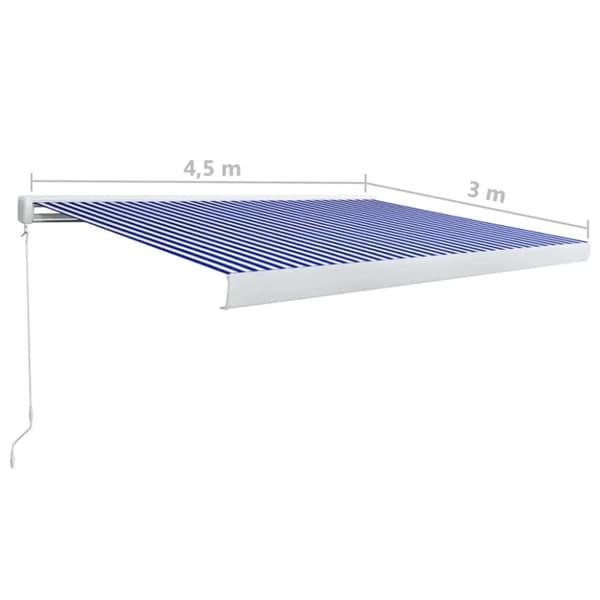 vidaXL Markis manuell 450x300 cm blå och vit