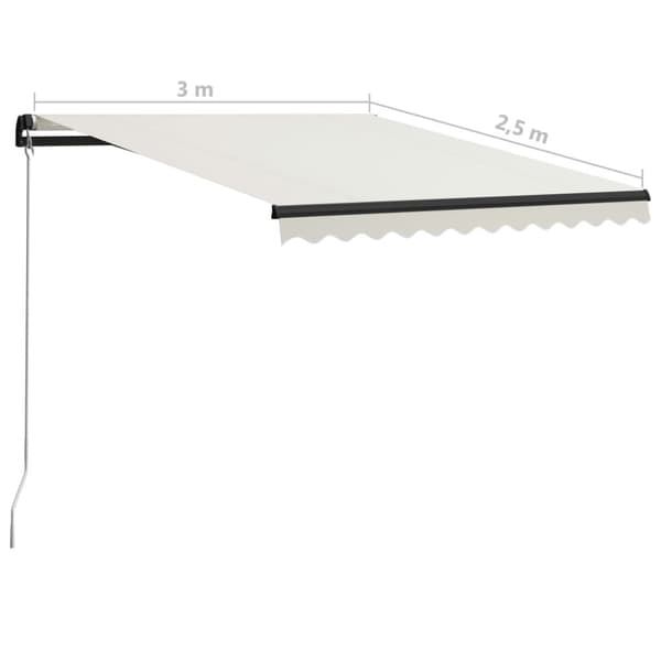 vidaXL Manuaalisesti sisäänkelattava markiisi 300x250 cm kerma