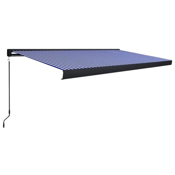 vidaXL Manuell kassettmarkise 500x300 cm blå og hvit