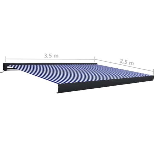 vidaXL Markis motoriserad 350x250 cm blå och vit