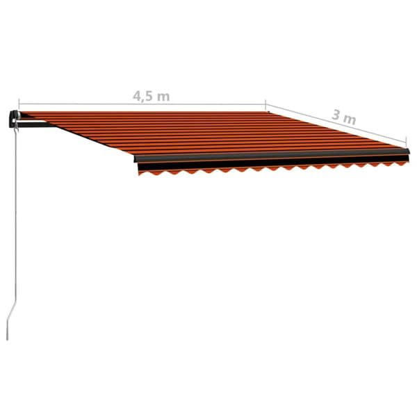 vidaXL foldemarkise manuel betjening 450x300 cm orange og brun