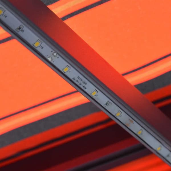 vidaXL Manuell uttrekkbar markise med LED 300x250 cm oransje og brun
