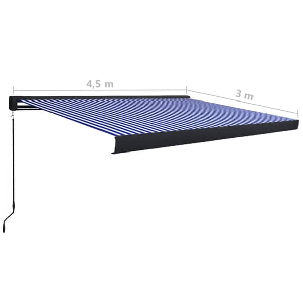vidaXL Manuell kassettmarkise 450x300 cm blå og hvit