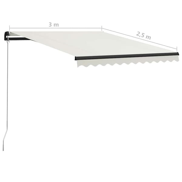 vidaXL markise m. LED-lys 300x250 cm manuel betjening cremefarvet