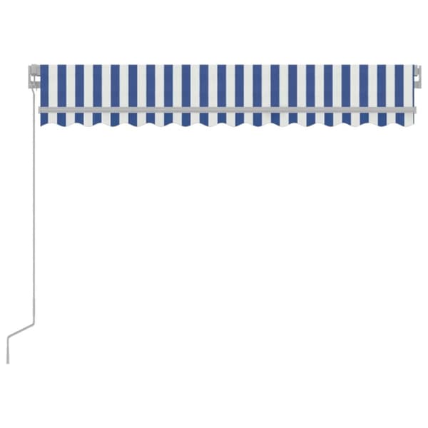 vidaXL Manuell uttrekkbar markise med LED 300x250 cm blå og hvit