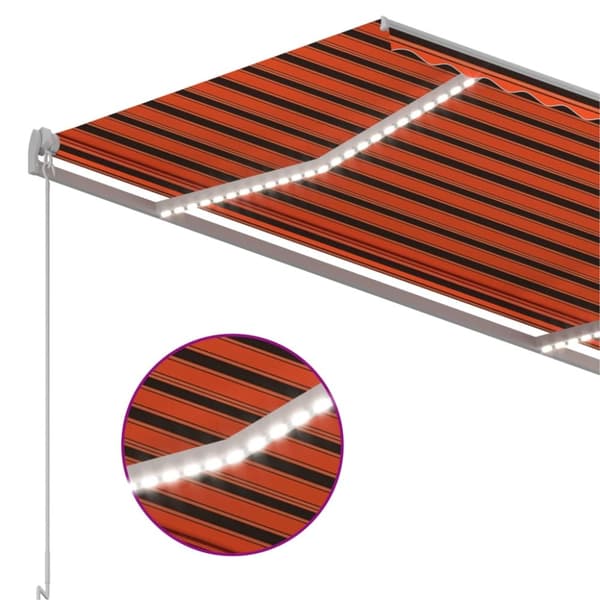 vidaXL Manuell uttrekkbar markise med LED 300x250 cm oransje og brun