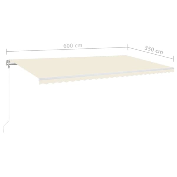 vidaXL Automatisk markise med vindsensor og LED 600x350 cm kremhvit