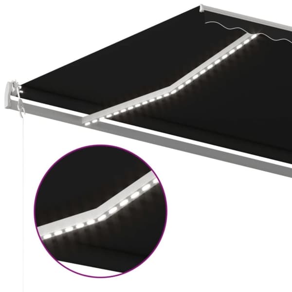 vidaXL Automatisk markis med vindsensor & LED 500x350 cm antracit