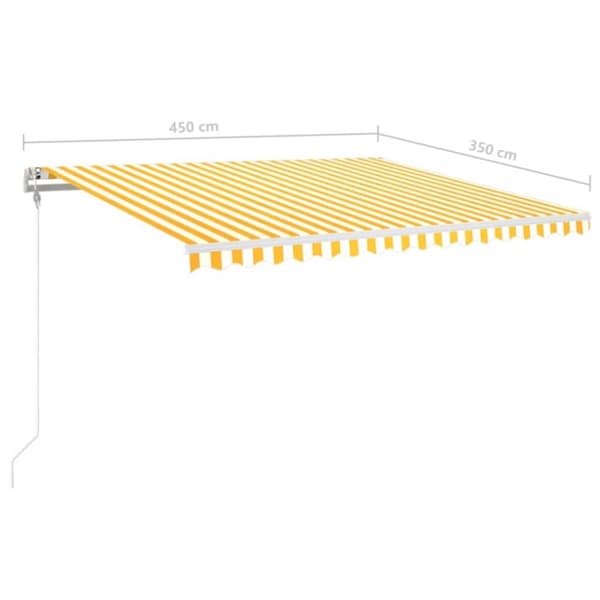vidaXL Automatisk markise med vindsensor og LED 450x350 cm gul/hvit