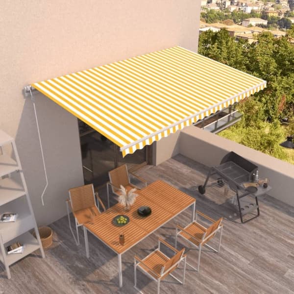 vidaXL Automaattisesti sisäänkelattava markiisi 500x350 cm keltavalk.