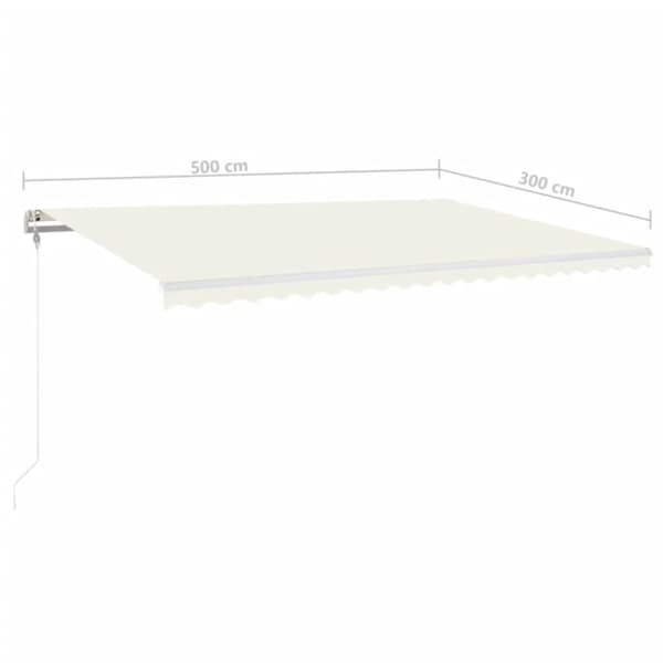 vidaXL Automatisk markis med vindsensor & LED 500x300 cm gräddvit
