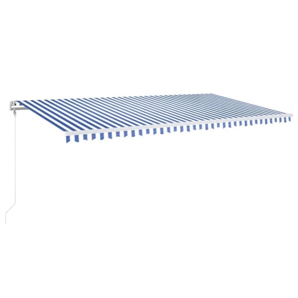 vidaXL Automatisk markise med vindsensor og LED 600x350 cm blå og hvit